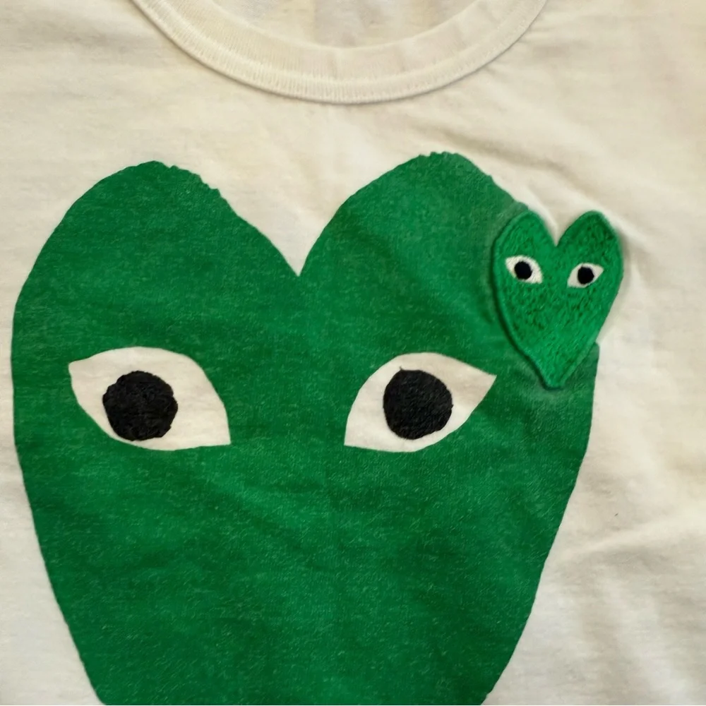 NWOT Comme Des Garçon PLAY Double Green Heart Shirt - Picture 4 of 6